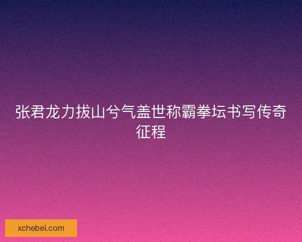 张君龙力拔山兮气盖世称霸拳坛书写传奇征程 张君龙力拔山兮气盖世称霸拳坛书写传奇征程