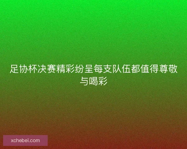 足协杯决赛精彩纷呈每支队伍都值得尊敬与喝彩 足协杯决赛精彩纷呈每支队伍都值得尊敬与喝彩