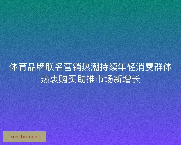 体育品牌联名营销热潮持续年轻消费群体热衷购买助推市场新增长 体育品牌联名营销热潮持续年轻消费群体热衷购买助推市场新增长